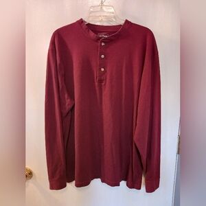 L.L. Bean Mens L Cotton Long Sleeve Shirt EUC Maroon